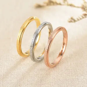 Three-piece frosted titanium steel thin rings in gold, silver, and rose gold finish