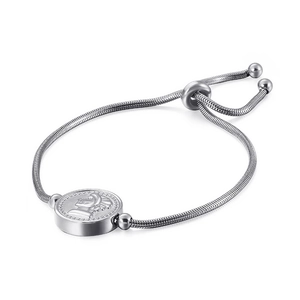 Bracelet Pendentif Pièce Acier Inoxydable Femmes Chaîne Serpent Réglable Portrait En Relief Bijoux Minimalistes