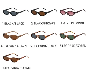 Multiple color options for oval vintage sunglasses in black, brown, and tortoiseshell