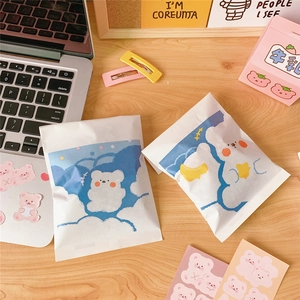 Cute Cartoon Bear Paper Gift Bag Grid Pattern Small Treat Packaging For Cookies Candy Party Favors