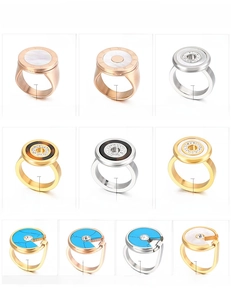 Size guide for rose gold stainless steel rings with shell inlays and Roman numerals