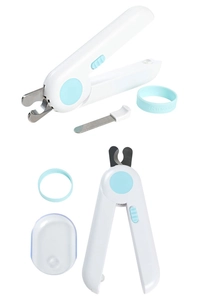 Détail du coupe-ongles pour animaux avec lumière LED et lames en acier inoxydable