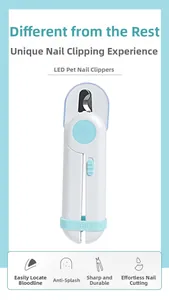 Vue détaillée du coupe-ongles pour animaux avec LED et protection anti-éclaboussures