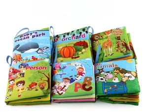 Lot de 6 livres en tissu pour bébé avec motifs d'animaux et dessins éducatifs colorés