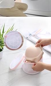 Detailed 3D mesh laundry bag for bras with protective support frame and zipper guard