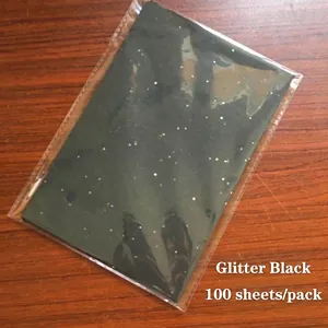 Detail view of 100 sheets pack glitter black craft paper with starry shimmer texture
