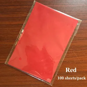 Macro detail of red tissue paper pack 100 sheets for gift wrapping and DIY crafts