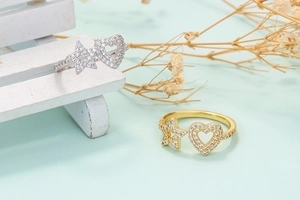 Verstellbare Ringe mit Zirkonia Stern und Herz in Silber und Gold Ausführung