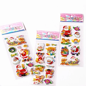 Set of 3D Christmas bubble stickers featuring Santa, reindeer, and festive 3D characters