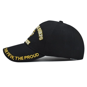 Black SWAT baseball cap with yellow 3D embroidery and The Few The Proud military slogan