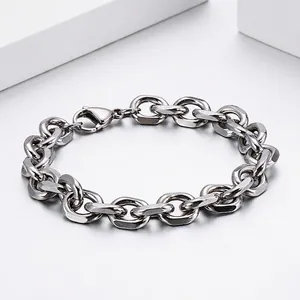 Stainless Steel Chain Bracelet For Men And Women Polished Simple Rolo Link Punk Hip Hop Jewelry Accessory