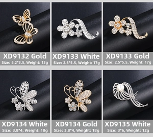 Detailed comparison of four pearl and crystal sunflower brooches in gold and silver finish