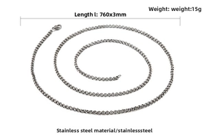 Detail view of a 760mm stainless steel O-chain necklace with a secure lobster clasp