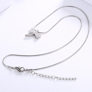 Silver clover pendant necklace with snake chain and adjustable extender for women
