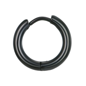 Detail view of the secure hinge closure and matte black finish on the stainless steel hoop