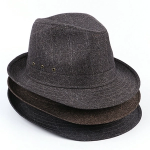 Chapeaux jazz classiques pour hommes en noir, marron et gris avec tissu texturé