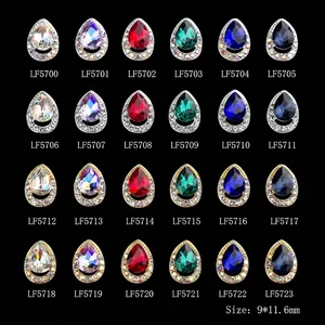 Luxury Alloy Rhinestone Waterdrop Nail Art Decoration Flatback Crystal Charm Accessories For DIY Manicure Crafts