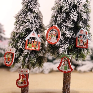 Creative wooden Christmas tree ornaments featuring hand-painted reindeer and snowman motifs