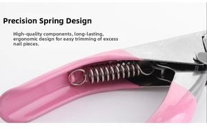 Detail view of the upgraded stainless steel spiral spring mechanism on nail clippers
