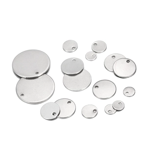 Polished stainless steel round blank pendants in various sizes for DIY jewelry making