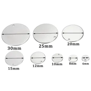 Stainless steel round pendant size comparison chart for DIY jewelry making supplies