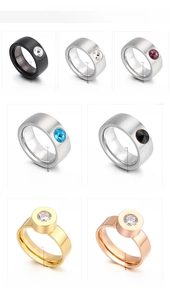 Dettagli di anelli in acciaio inossidabile da 6mm e 8mm con pietre di zirconia colorate