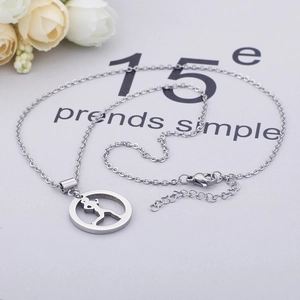 Running Girl Silhouette Pendant Necklace Stainless Steel Minimalist Fitness Sporty Jewelry For Women