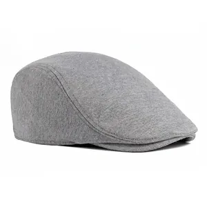 Classic grey knitted flat cap with vintage minimalist design and premium soft texture