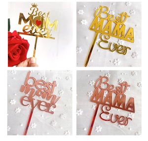 Acrylic Mother's Day cake topper Best Mom ever gold rose gold cake decoration inserts.