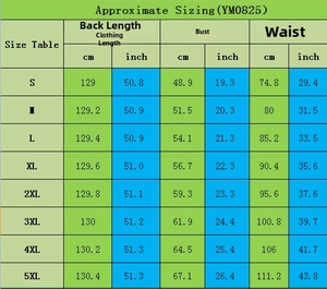 Tableau des tailles détaillé pour robe de mariée en dentelle avec mesures du buste et de la taille
