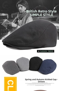 Classic knitted flat cap for men and women showing multiple colors and premium texture