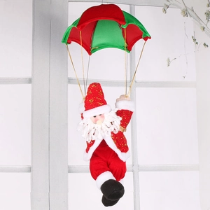Hanging Christmas Santa Claus with parachute plush decoration for holiday home ornaments