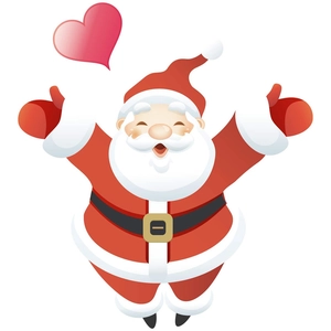 Cute 3D cartoon Santa Claus sticker for Christmas rewards with pink heart detail