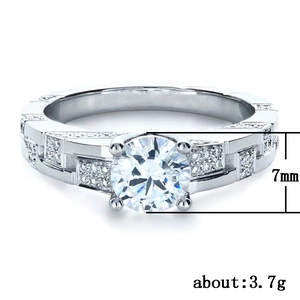 Minimalistischer Silberring mit 7mm Zirkonia und geometrischem Stufendesign