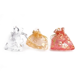 Hot Stamping Organza Velvet Drawstring Jewelry Bags Heart Rose Star Moon Pattern Gift Pouches For Bracelet Necklace Jewelry Packaging
