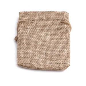 Natural linen drawstring pouch for jewelry gifts, durable rustic fabric texture bag