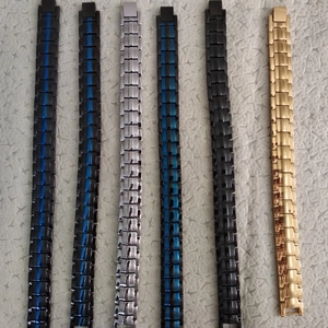 Titanium steel magnetic bracelets for men in diverse black, blue, gold and silver finishes