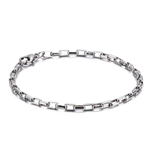 Stainless Steel Chain Bracelet Minimalist Rectangular Link Polished Geometric Jewelry For Men Women