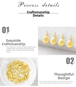 Detailed macro view of gold-plated copper LOVE pendant showing polished finish and engraving