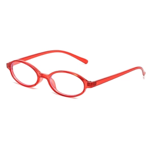 Modern bright red oval frame anti-blue light glasses with lightweight resin structure