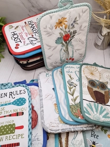 Thickened cotton kitchen heat insulation pads with various owl and sea patterns