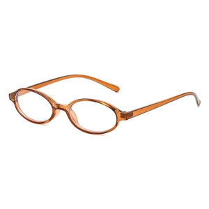 Fashionable brown transparent oval glasses frame with anti-blue light clear lenses