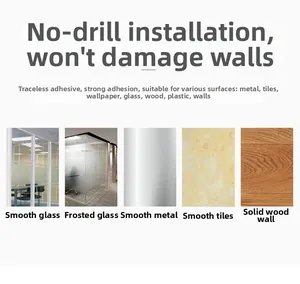 Strong adhesive wall hooks showing non-destructive mounting on glass, metal, and tile