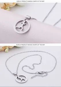 Macro detail of runner silhouette pendant with adjustable stainless steel O-chain