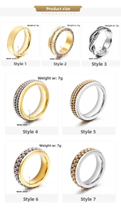 Seven 6mm stainless steel rings featuring polished, crystal pavé, and braided textures