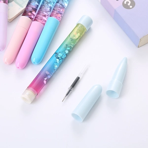Creative liquid glitter neutral pen set showing pen body and internal components
