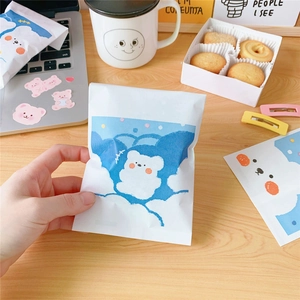 Cute white paper storage bag with cartoon cloud and bear print for photo props