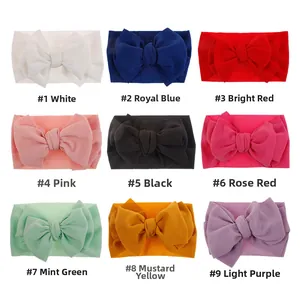 Nine colors of soft waffle fabric infant headbands with large oversized bows for babies
