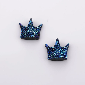 Boucles d'oreilles couronne en résine violette scintillante pour bijoux DIY et accessoires
