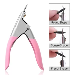 Professional U Shape Nail Clippers Stainless Steel Plastic False Acrylic Tip Trimmer One Word Edge Cutter DIY Manicure Tool